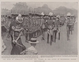 De Hertog van Connaught inspecteert de Yeomen of the Guard bij Buckingham Palace